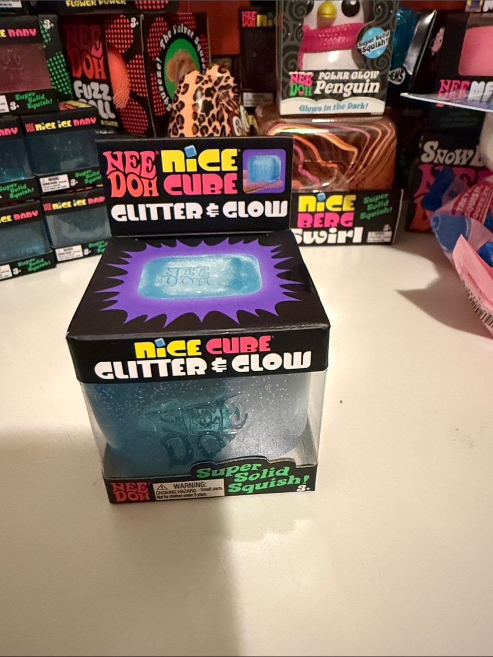 NeeDoh Nice Cube Glitter & Glow - Blue